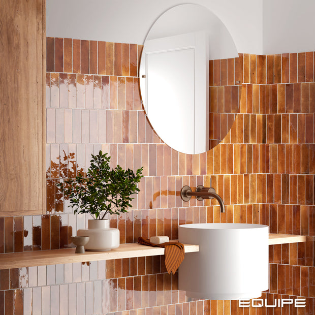 Hanoi Burnt Red 6.5x20cm, gloss tile at Irwin Tiles