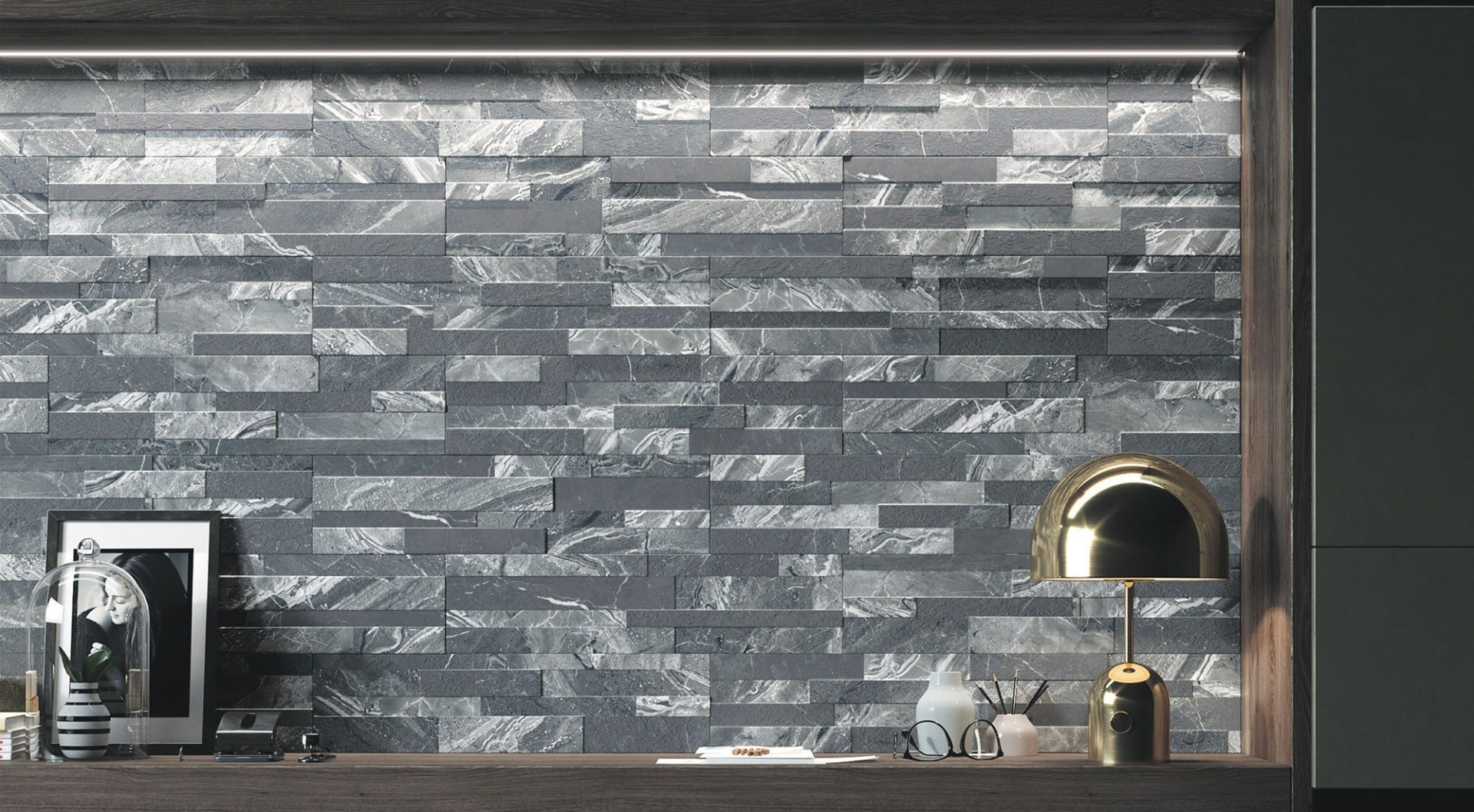 Gioia Nero 15 x 61cm, porcelain wall tile at Irwin Tiles