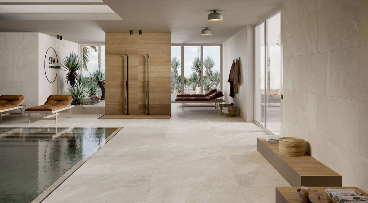 Angers Ivory 100 x 100cm, slate look tile at Irwin Tiles