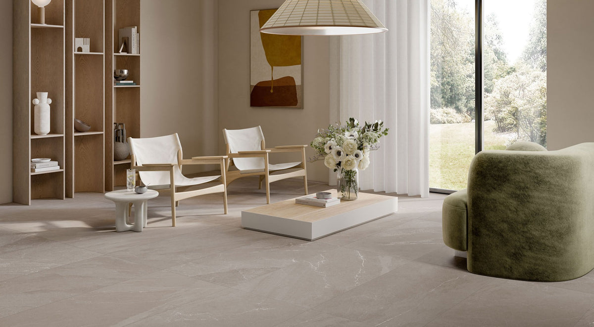 Angers Taupe 100 x 100cm, porcelain tile for kitchens, bathrooms and hallways at Irwin Tiles