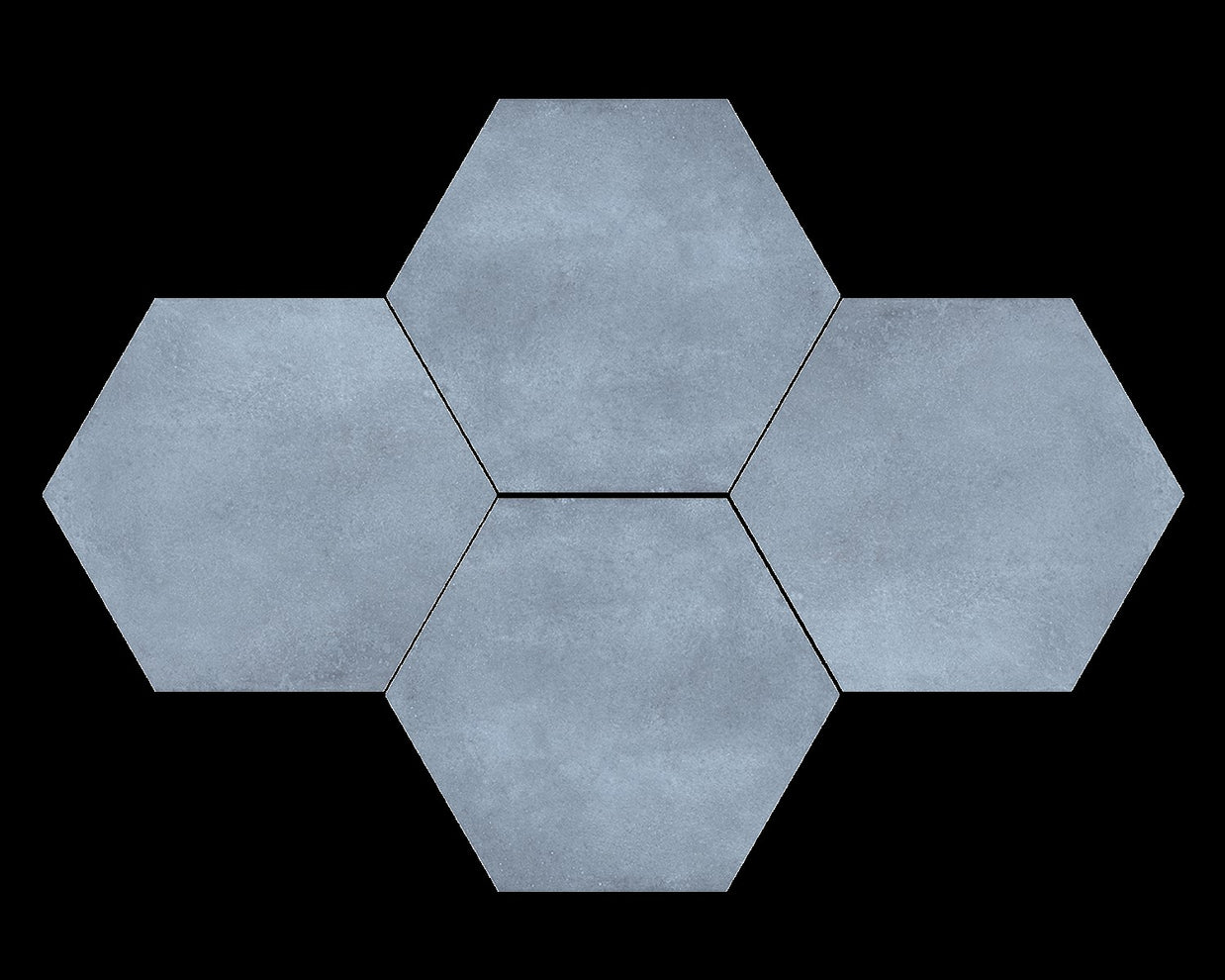 Hex Sky (Plain) 25x22cm, blue matt tile at Irwin Tiles