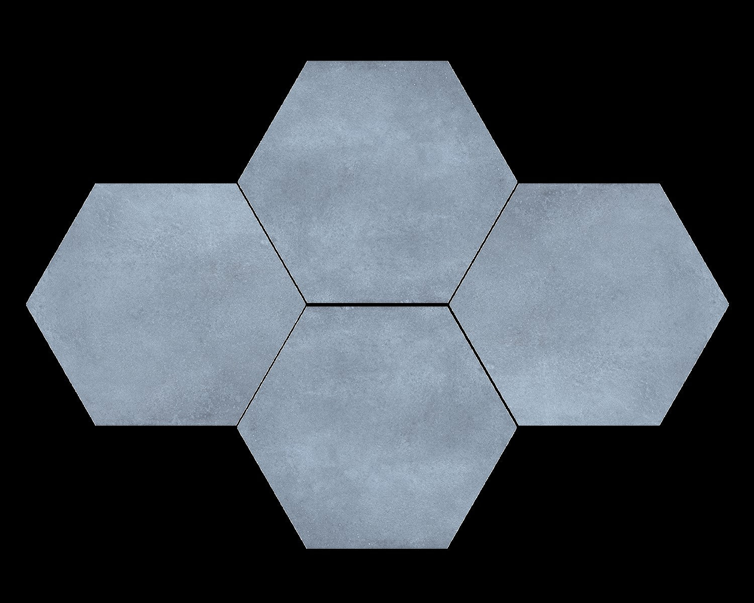 Hex Sky (Plain) 25x22cm, blue matt tile at Irwin Tiles