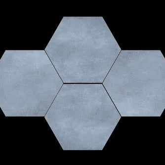 Hex Sky (Plain) 25x22cm, blue matt tile at Irwin Tiles