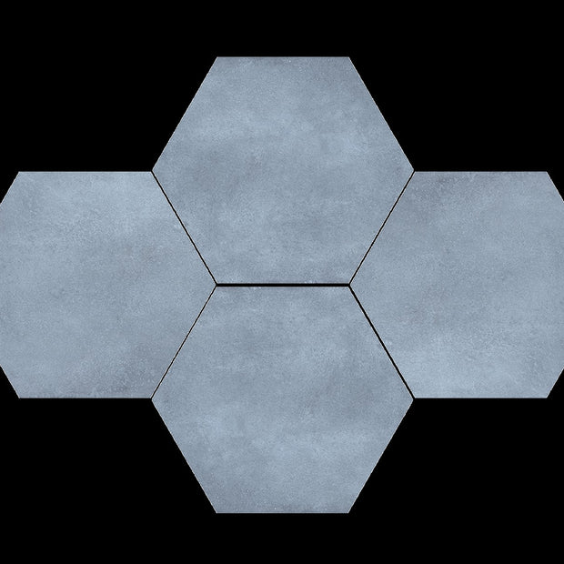 Hex Sky (Plain) 25x22cm, blue matt tile at Irwin Tiles