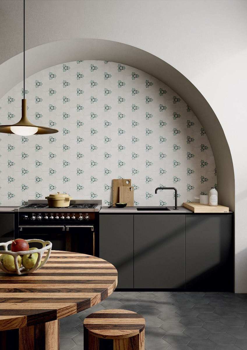 Hex Lily White 25x22cm, matt tile at Irwin Tiles