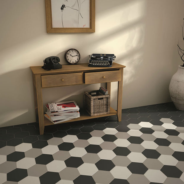 Hexatile White 17.5 x 20cm, porcelain tile at Irwin Tiles