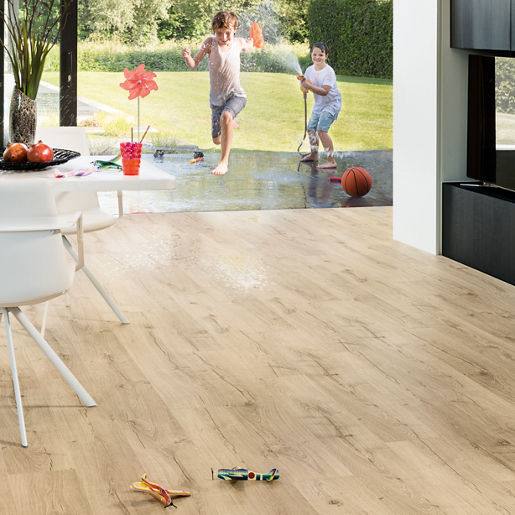 Quickstep Classic Oak Beige Laminate 12mm, laminate flooring from Irwin Tiles, Co. Monaghan, view 9