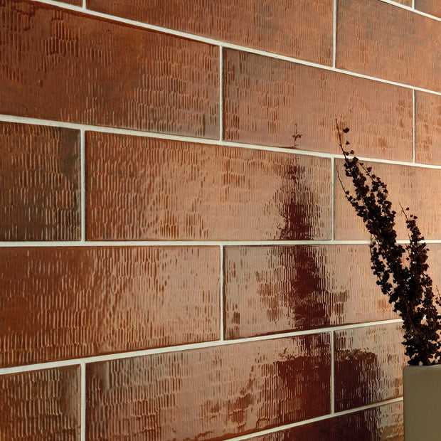 Inciso Brick Earth 7.5x30cm, wall tile from Irwin Tiles, Co. Monaghan