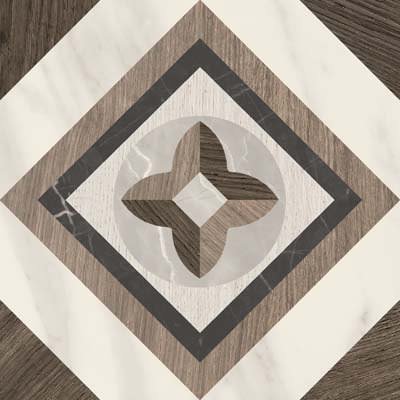 Intarsi Glam (Design 02) 20x20cm, brown matt tile at Irwin Tiles