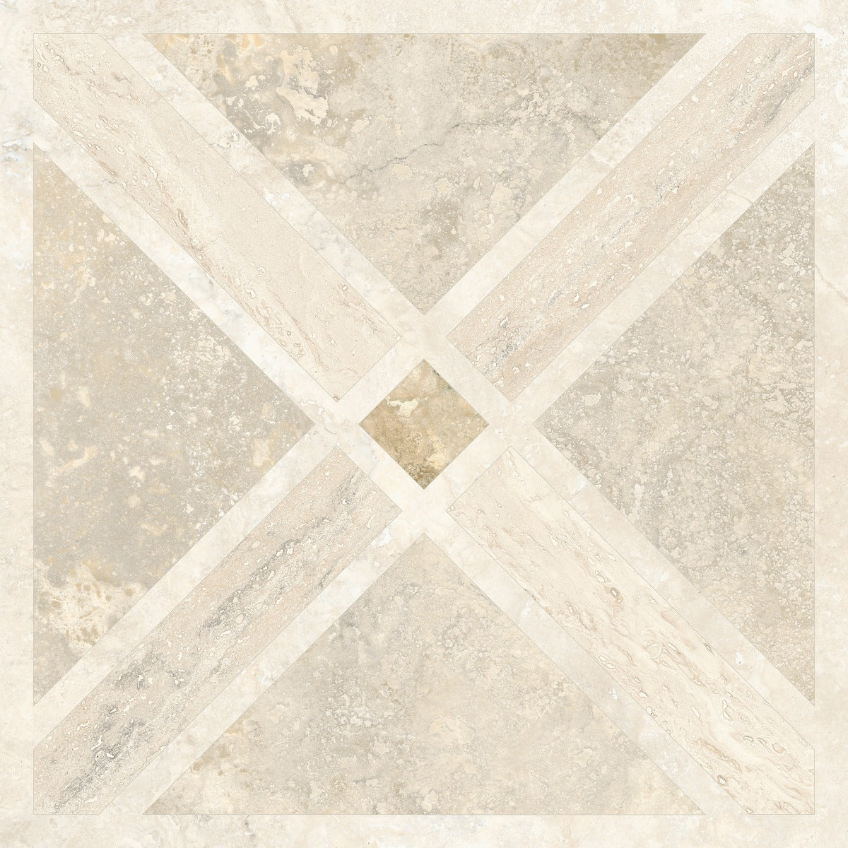 Invictus Cross Deco Matt 60x60cm, beige floor tile at Irwin Tiles