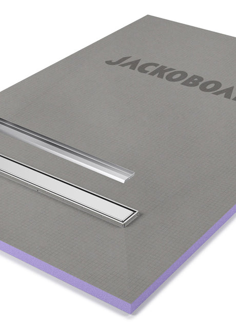 Jackoboard Aqua Line Easy Shower Base (Linear Drain) 1600x900x30mm, shower base available online at Irwin Tiles