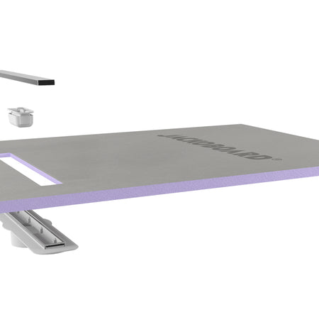 Jackoboard Aqua Line Easy Shower Base (Linear Drain) 900x900x30mm w / Hor. Drain, shower base at Irwin Tiles, view 6