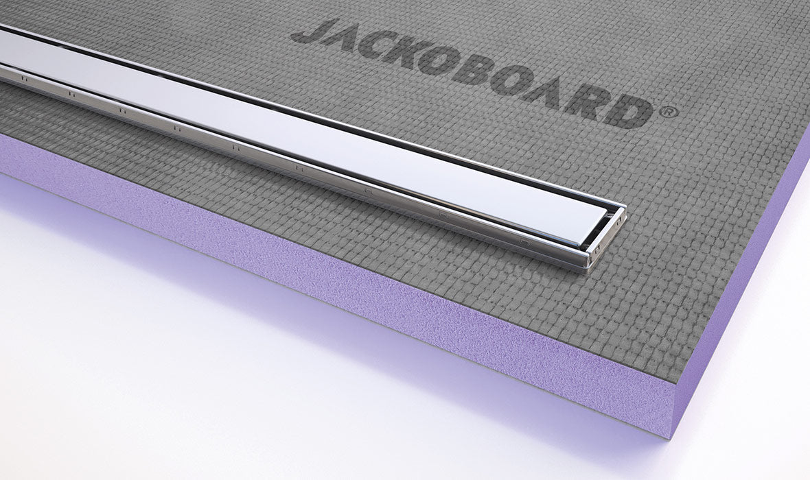 Jackoboard Aqua Line Easy Shower Base (Linear Drain) 900x900x30mm w / Hor. Drain, shower base for tiled at Irwin Tiles