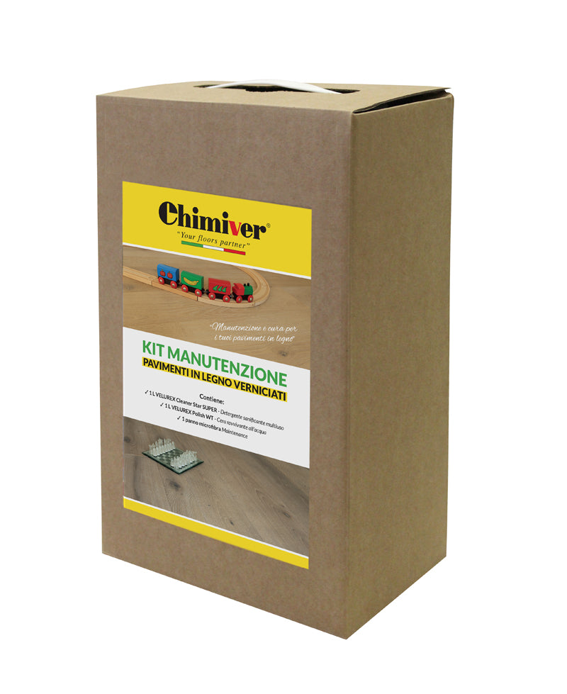 Chimiver Lacquered Floor Maintenance Kit (Pavimenti Verniciati), cleaner and sealer at Irwin Tiles