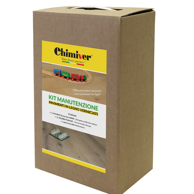 Chimiver Lacquered Floor Maintenance Kit (Pavimenti Verniciati), cleaner and sealer at Irwin Tiles