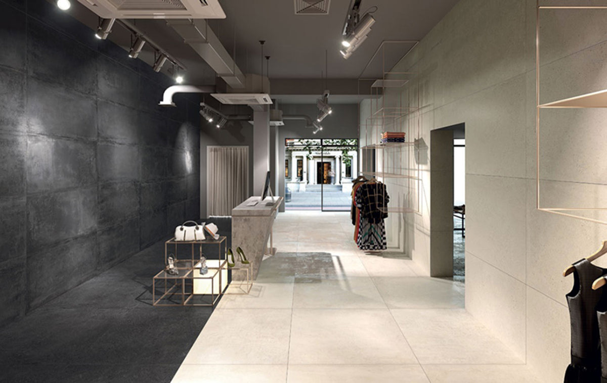 Koncrete Bianco 100 x 100cm, porcelain tile at Irwin Tiles