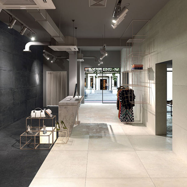 Koncrete Bianco 100 x 100cm, porcelain tile at Irwin Tiles