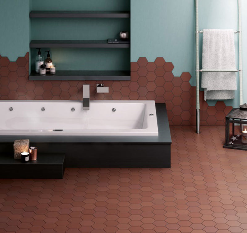 Kromatica Hex Clay 11.6 x 10.1cm, brown matt tile at Irwin Tiles