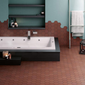 Kromatica Hex Clay 11.6 x 10.1cm, brown matt tile at Irwin Tiles