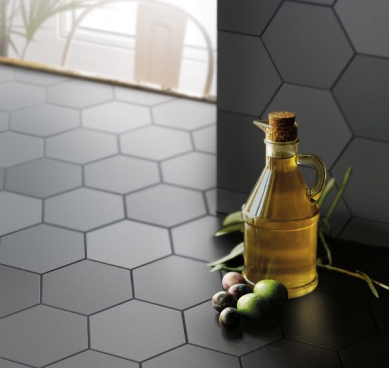 Kromatica Hex Grey 11.6 x 10.1cm, matt tile at Irwin Tiles