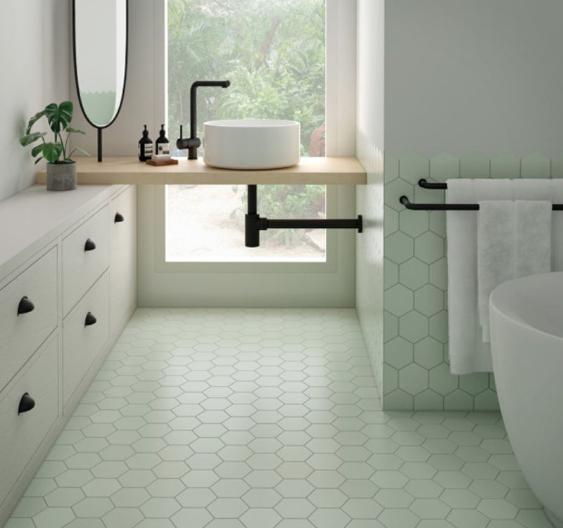Kromatica Hex Mint 11.6 x 10.1cm, matt tile at Irwin Tiles