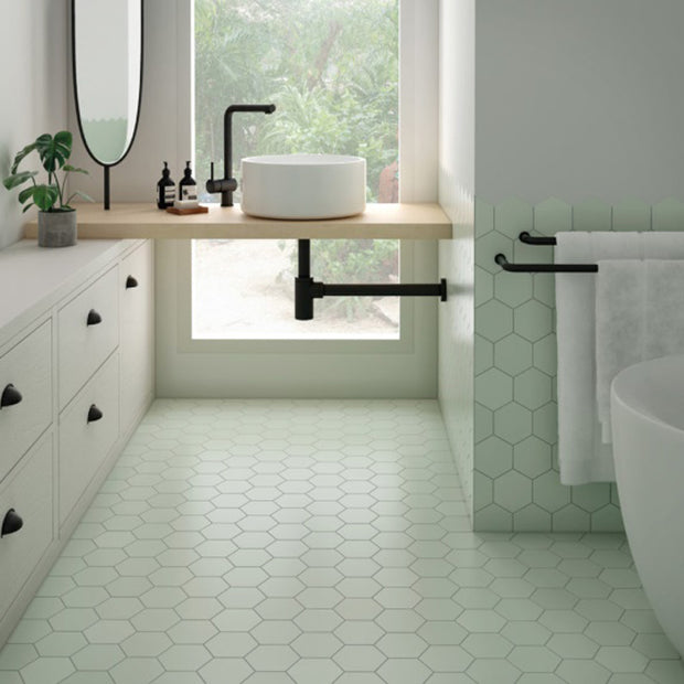 Kromatica Hex Mint 11.6 x 10.1cm, matt tile at Irwin Tiles
