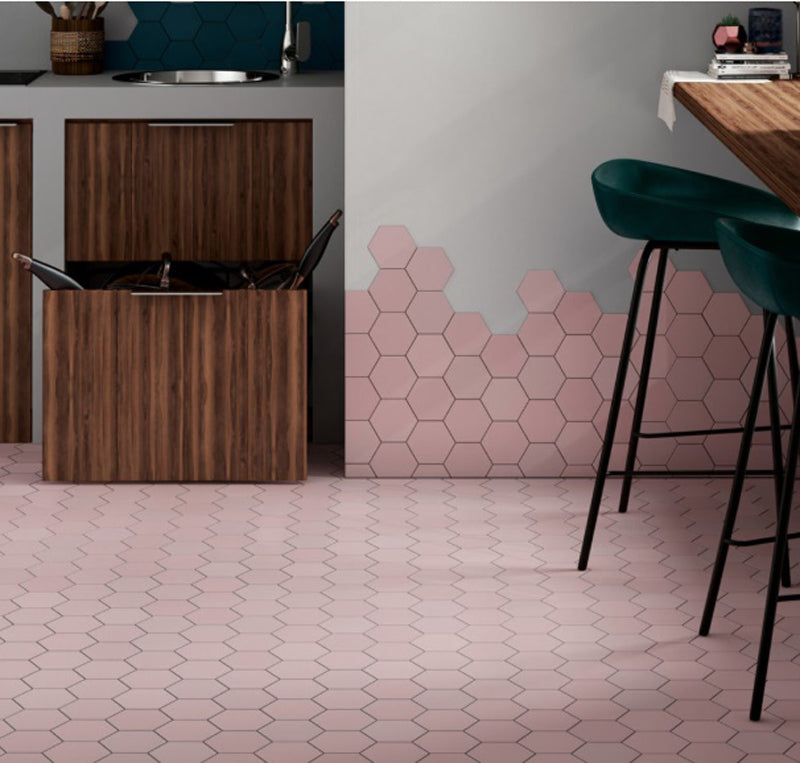 Kromatica Hex Rose 11.6 x 10.1cm, pink matt tile at Irwin Tiles