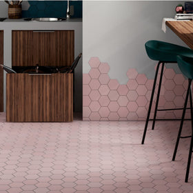 Kromatica Hex Rose 11.6 x 10.1cm, pink matt tile at Irwin Tiles