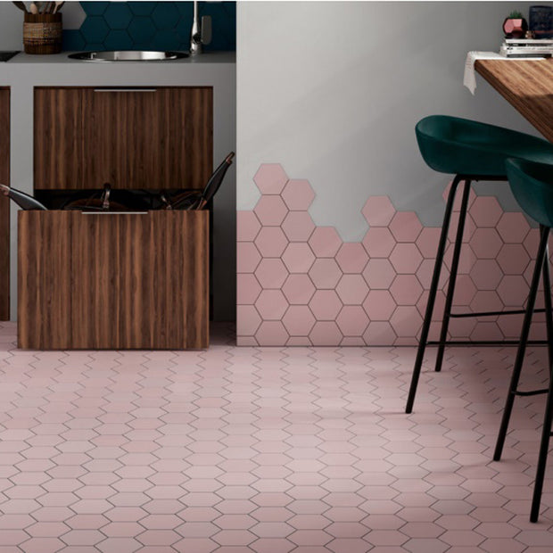 Kromatica Hex Rose 11.6 x 10.1cm, pink matt tile at Irwin Tiles
