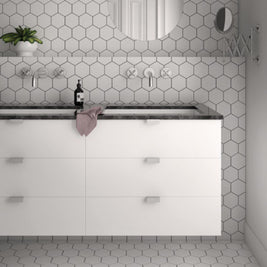 Kromatica Hex White 11.6 x 10.1cm, matt tile at Irwin Tiles