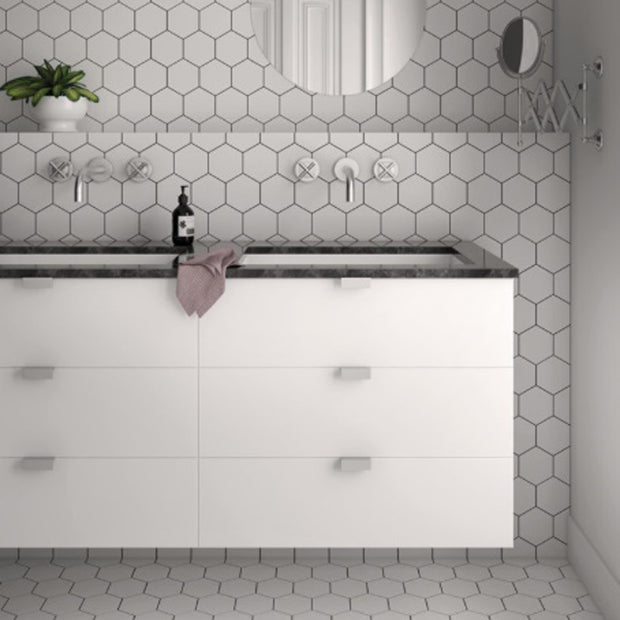 Kromatica Hex White 11.6 x 10.1cm, matt tile at Irwin Tiles