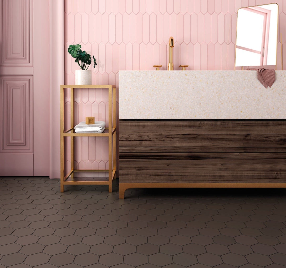 Kromatica Hex Brown 11.6 x 10.1cm, matt tile at Irwin Tiles