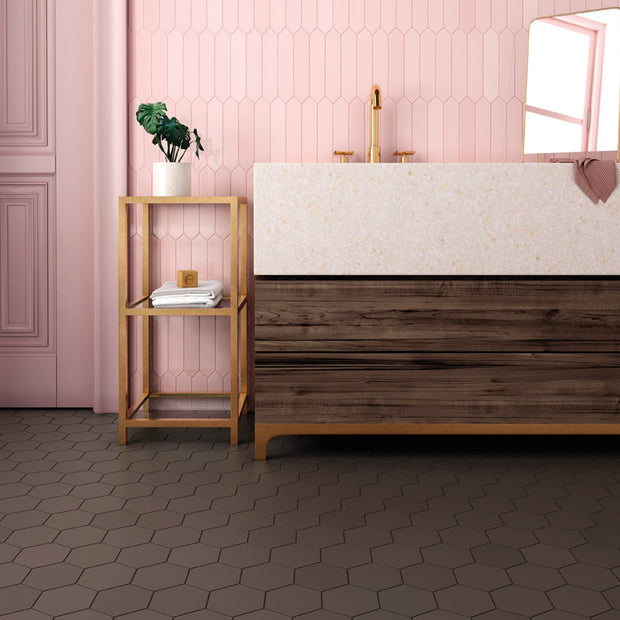 Kromatica Hex Brown 11.6 x 10.1cm, matt tile at Irwin Tiles