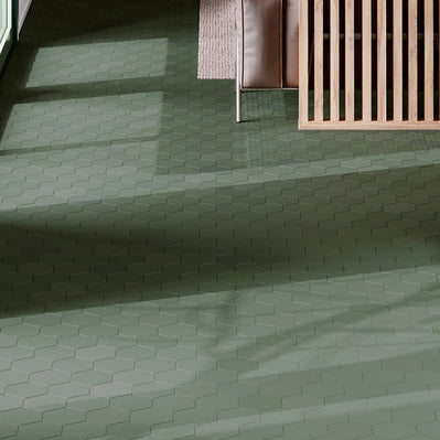 Kromatica Hex Green 11.6 x 10.1cm, matt tile at Irwin Tiles