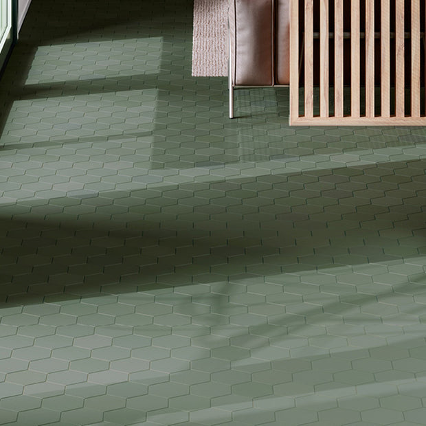 Kromatica Hex Green 11.6 x 10.1cm, matt tile at Irwin Tiles