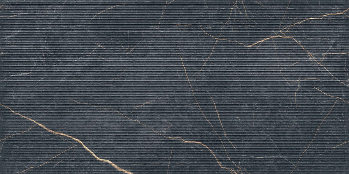Prestige Laurent Ridged 60x120cm, black tile at Irwin Tiles
