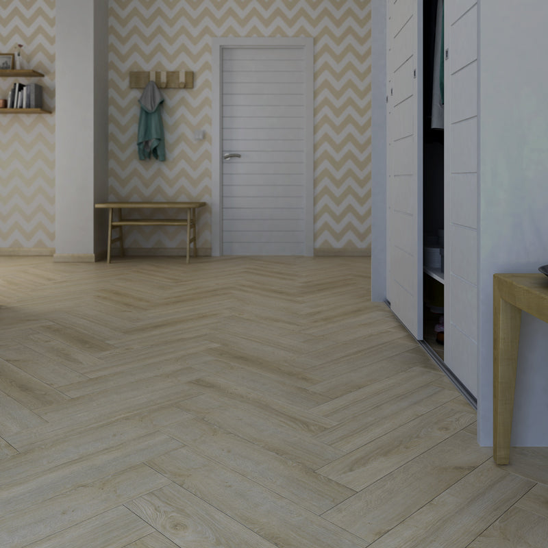 Le Harve Oak Herringbone Laminate 12mm All Over Water Resistant laminate flooring, at Irwin Tiles