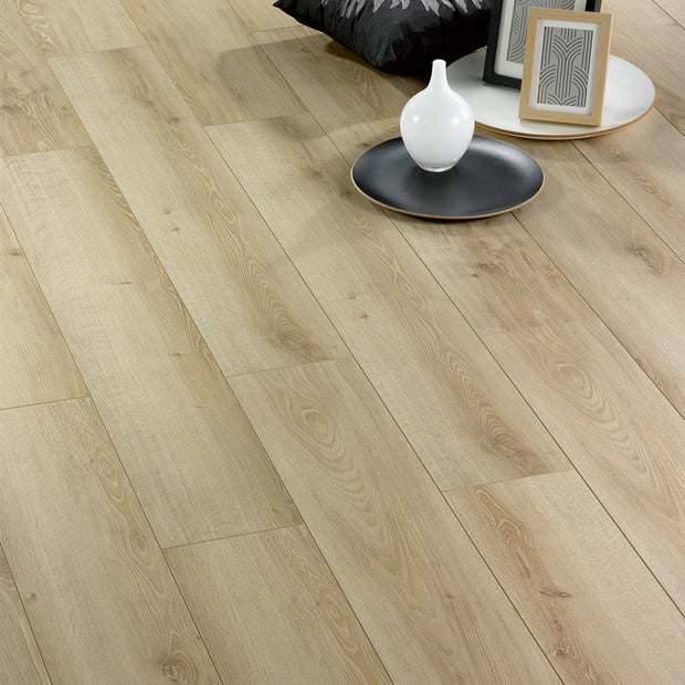Le Harve Oak Laminate 12mm All Over Water Resistant, laminate flooring for kitchens, hallways and living rooms at Irwin Tiles