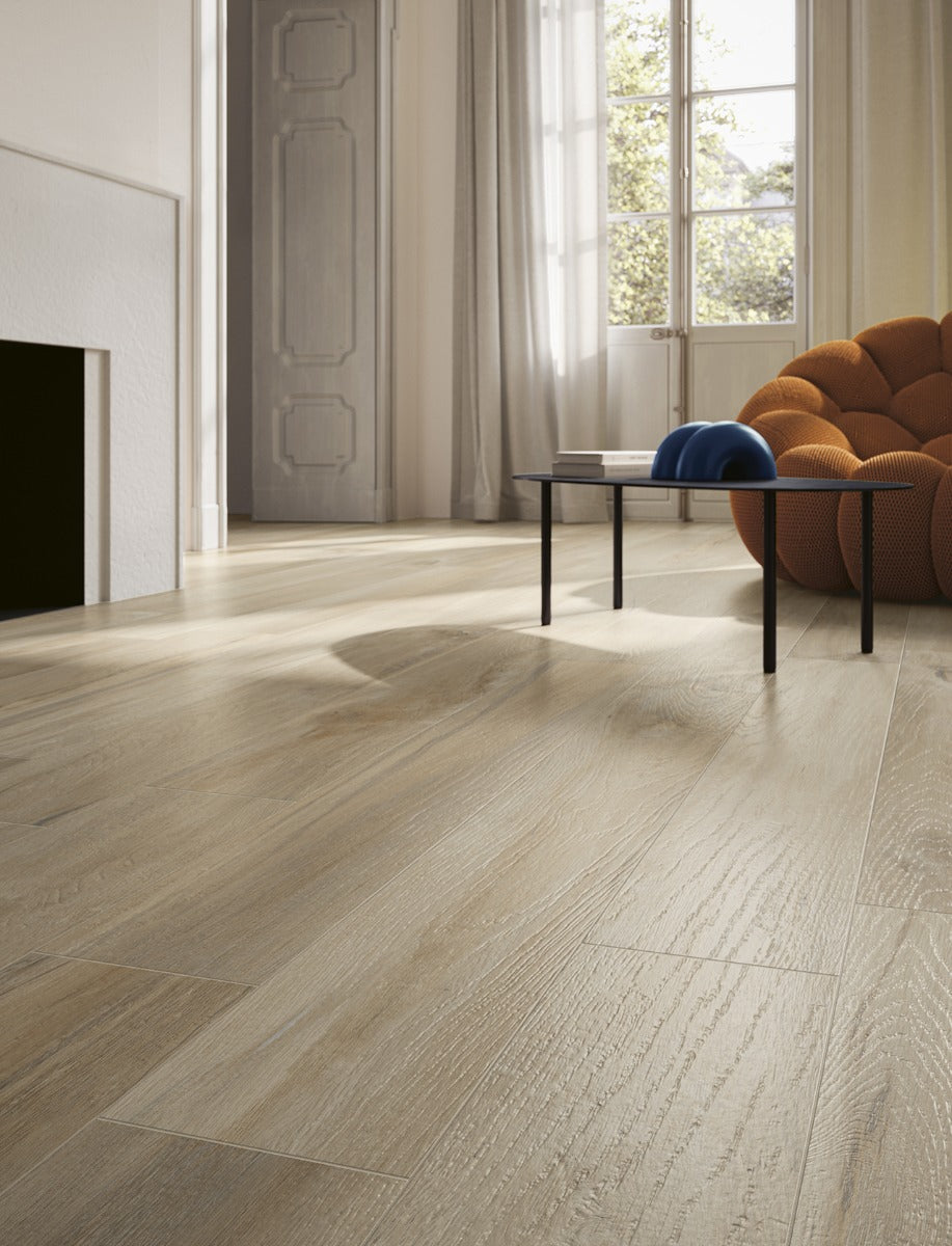 Leccio Gentile 20x180cm, light wood effect tile at Irwin Tiles