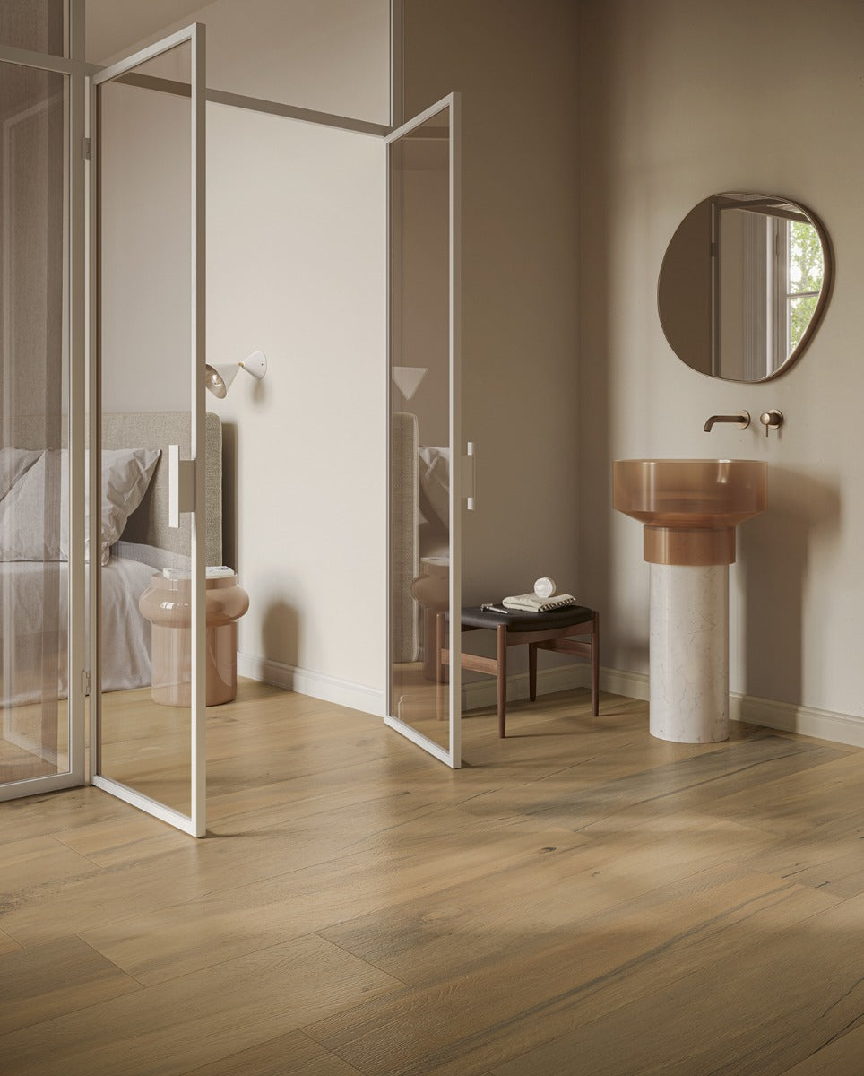 Leccio Oliato 20x180cm, dark wood effect tile from Irwin Tiles, Co. Monaghan