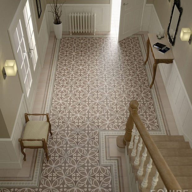 Caprice Liberty Taupe Pattern 20 x 20cm, matt tile at Irwin Tiles