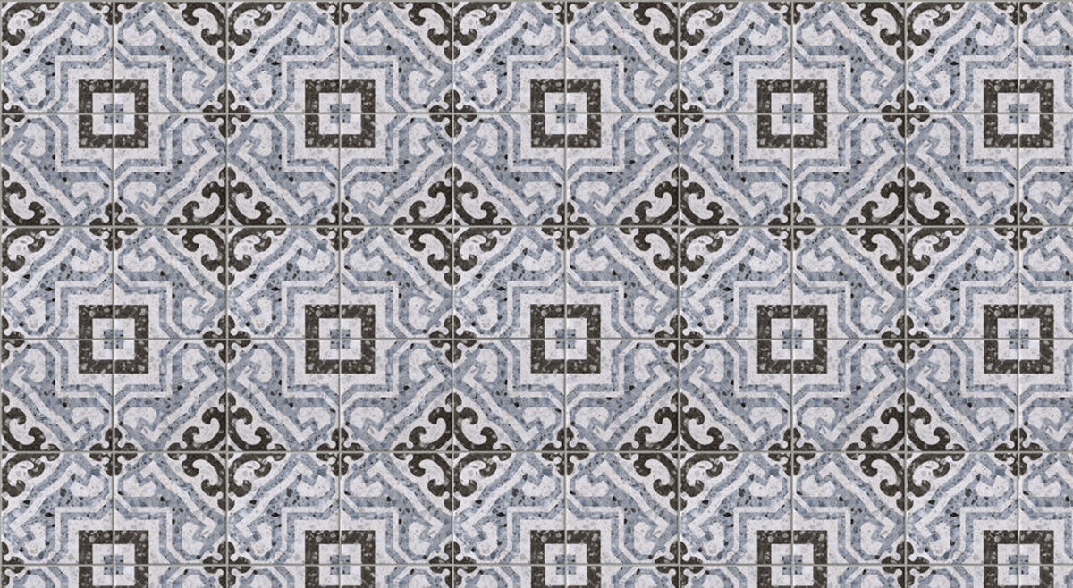 Lido Blue Pattern Tile 20 x 20cm, porcelain tile at Irwin Tiles