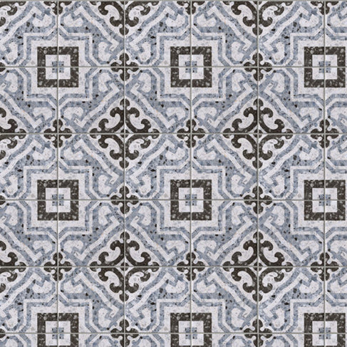 Lido Blue Pattern Tile 20 x 20cm, porcelain tile at Irwin Tiles