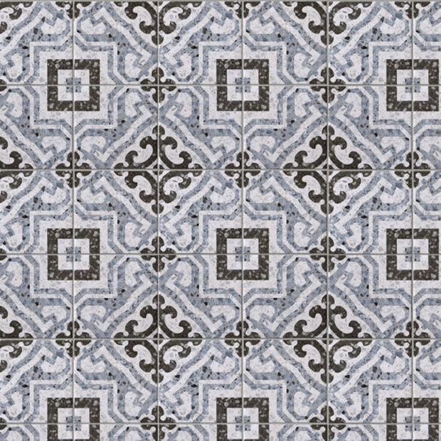 Lido Blue Pattern Tile 20 x 20cm, porcelain tile at Irwin Tiles