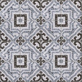 Lido Blue Pattern Tile 20 x 20cm, matt porcelain tile for feature walls at Irwin Tiles