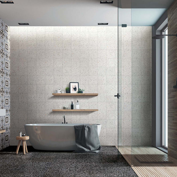 Lido Blue Pattern Tile 20 x 20cm, matt tile at Irwin Tiles
