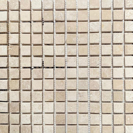 Light Travertine Tumbled Mosaic 30 x 30cm, beige floor tile at Irwin Tiles