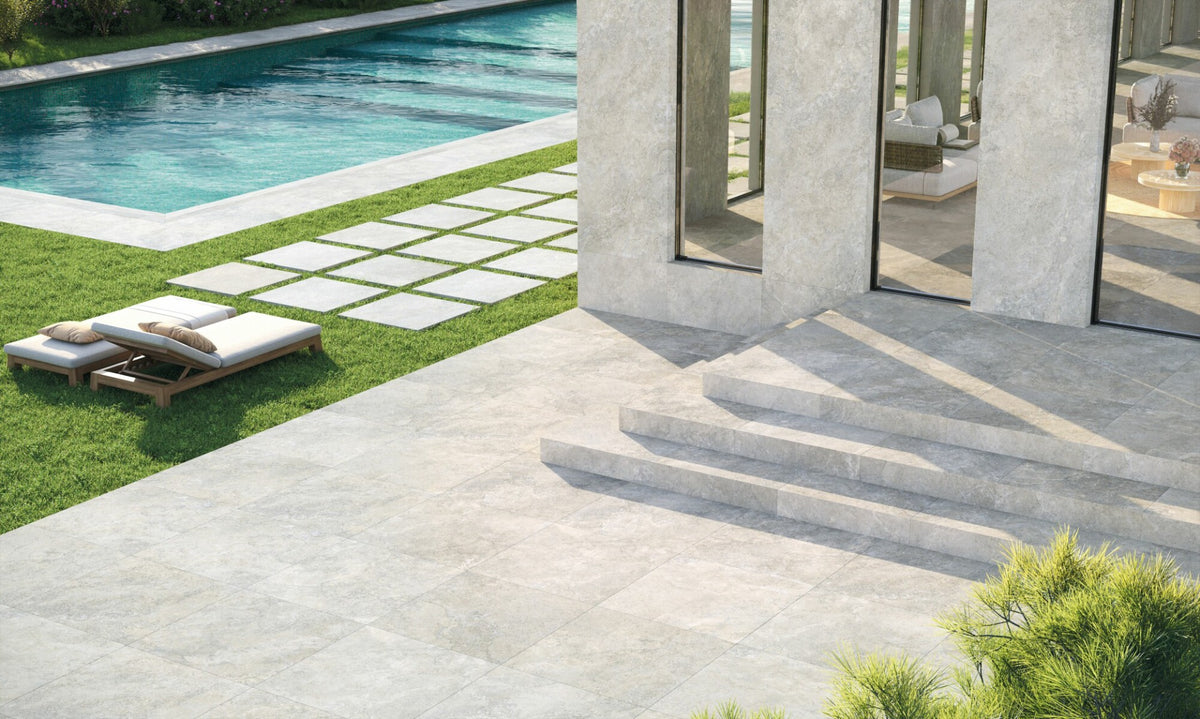 Linen Cloud 100x100cm, matt porcelain tile for kitchens, bathrooms and hallways at Irwin Tiles