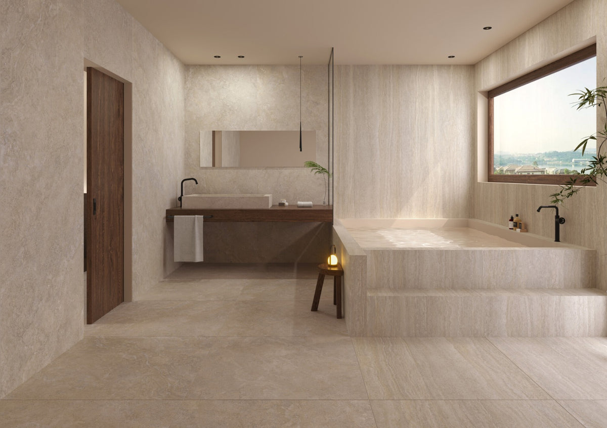 Linen Desert 100x100cm, porcelain tile at Irwin Tiles