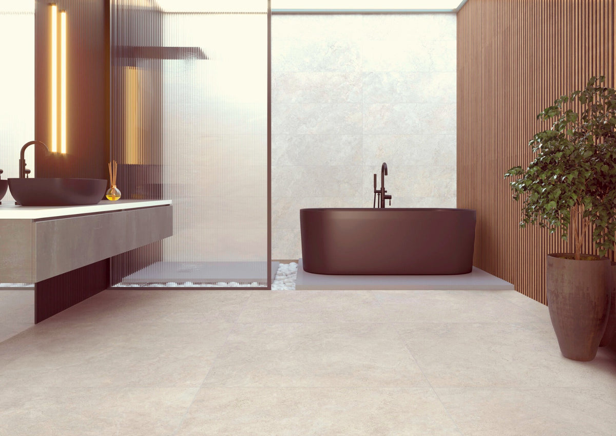Linen Cloud 100x100cm, porcelain tile at Irwin Tiles